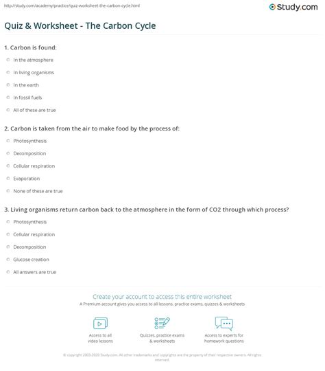 Carbon Cycle Exam Style Question Review And Practice Carbon Cycle Activity Worksheet - Carbon Cycle Activity Worksheet