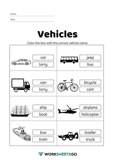 Carcar Worksheets Education Com Vehicles Worksheet For Preschool - Vehicles Worksheet For Preschool