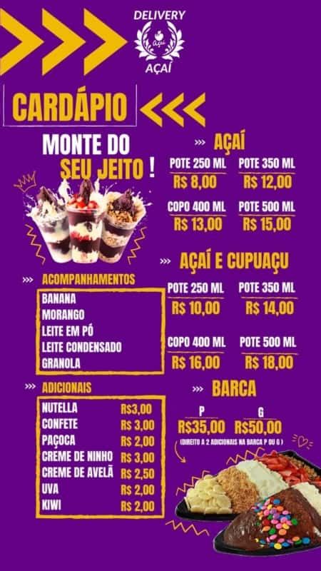 Cardapio De Açai