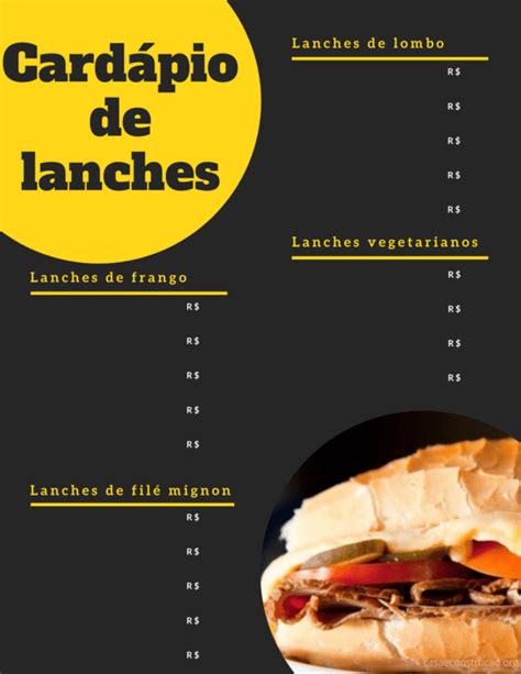 Cardapio De Lanches