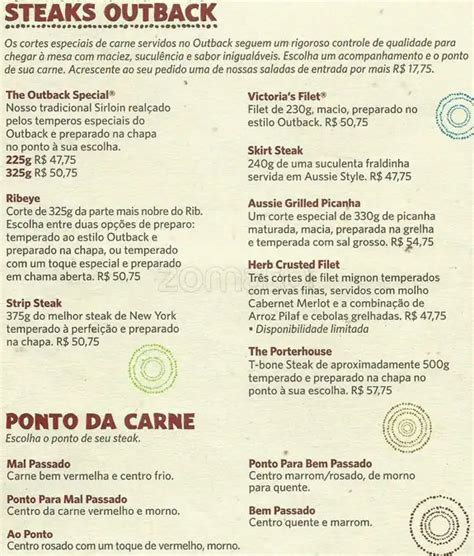 Cardapio Do Outback