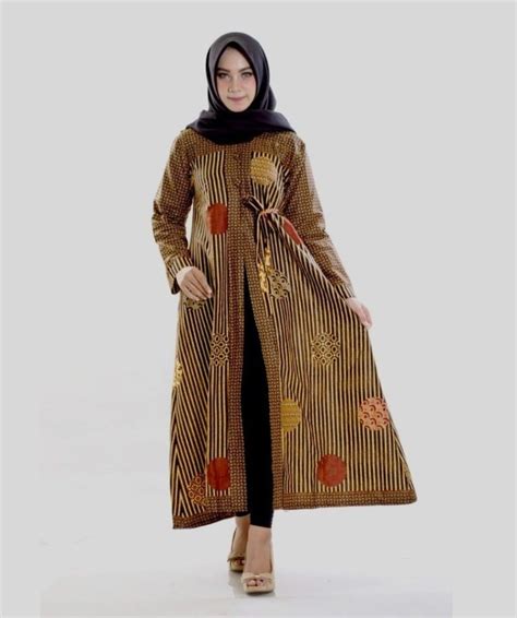 cardigan batik panjang muslim