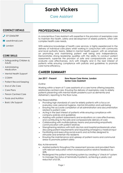 Care Assistant Cv
