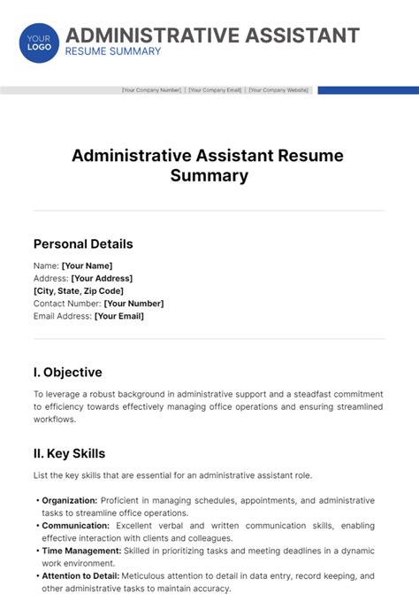 career summary examples for administrative assistant