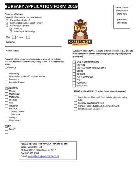 career wise 2014 bursary application form