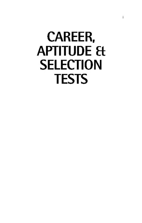 Read Online Career Aptitude Selection Tests 