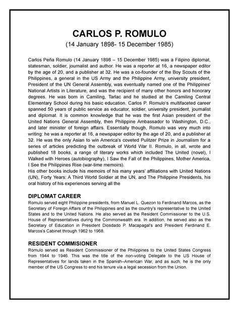 carlos romulo biography