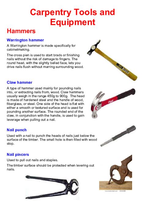 Carpentry Tools And Their Uses With Pictures