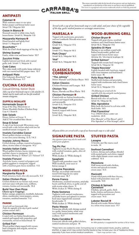 Carrabba's Menu With Pricing Pdf