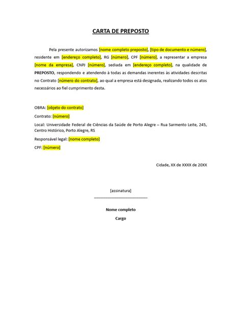 Carta De Preposta