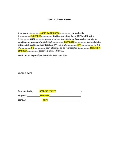 Carta De Preposto