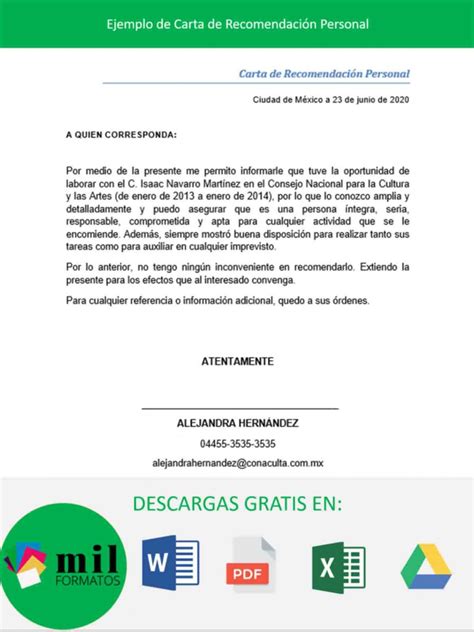 Carta Personal Ejemplo