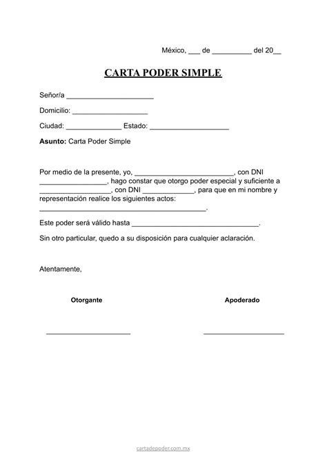 Carta Poder Para Imprimir
