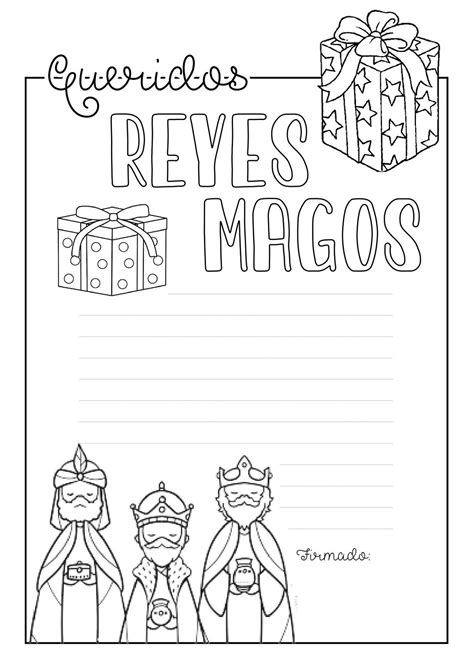 Cartas a los Reyes Magos para colorear: plantillas imprimibles gratis