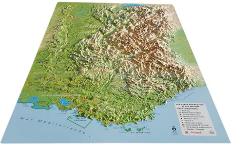 Carte Alpes 3d   3d Raised Relief Map The French Alps And - Carte Alpes 3d