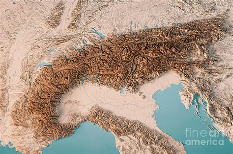 Carte Relief 3d Alpes   Travel Maps Hiking Maps Travel Guides Amp Wall - Carte Relief 3d Alpes