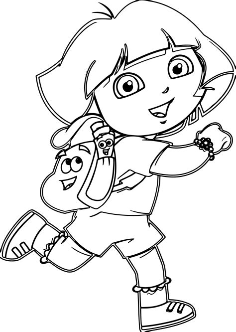 Cartoon Dora Drawing Images With Colour Dora Pictures To Color - Dora Pictures To Color