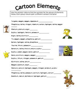 Cartoon Elements Answer Sheet