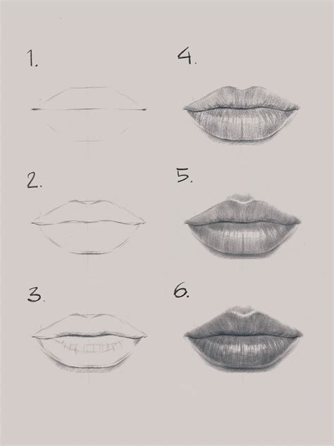 cartoon lips sketch step by step