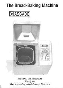 Read Cascade Breadmaker Parts Model 3000Ae Instruction Manual Recipes 