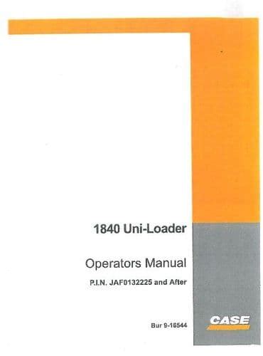 Case 1840 Uniloader Operators Manual