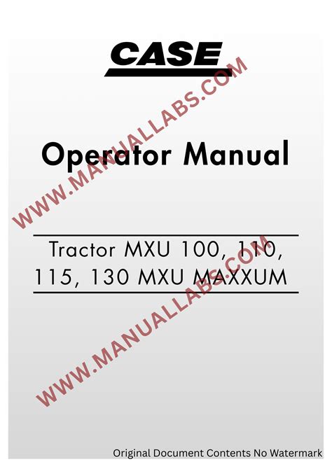 Case Mxu 100 Operator Manual