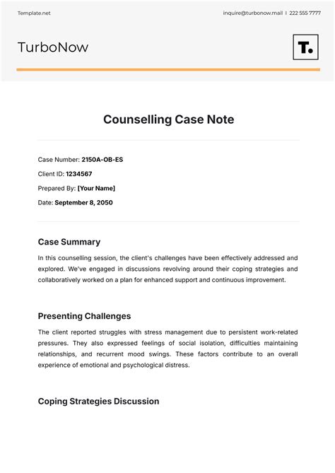 Case Notes Counselling Format