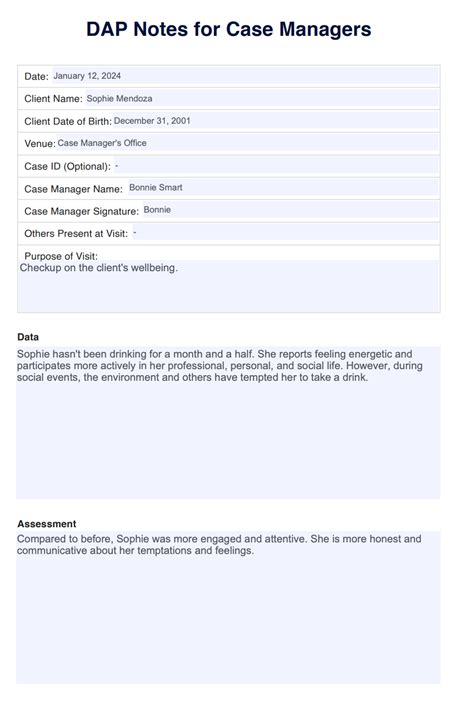 case notes template CASE NOTE FORMAT DAP CHARTING For Me