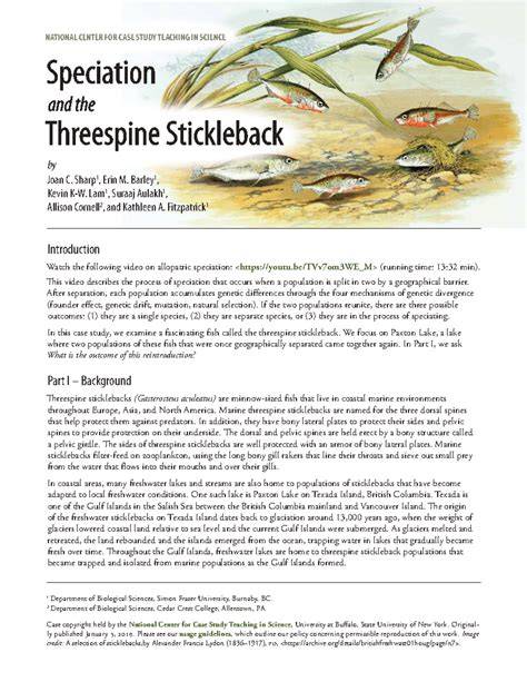 case of the threespine stickleback answers