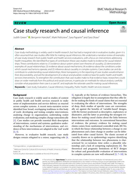 Case Studies And Causal Inference An Integrative Framework