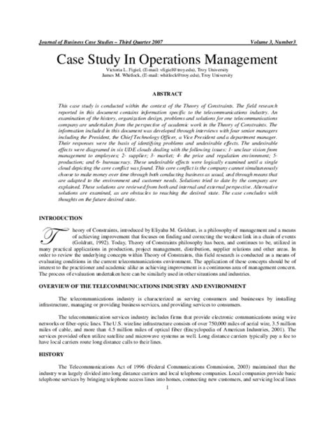Case Studies In Operations Management