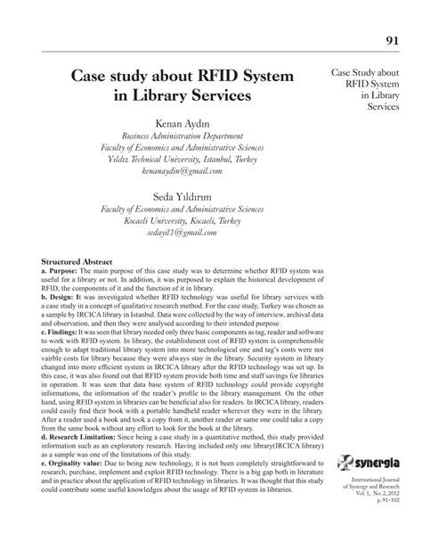 Case Study About Rfid System In Library Services