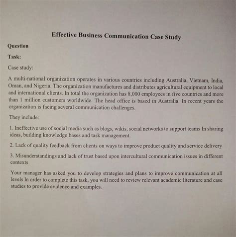 Case Study In Business Communication