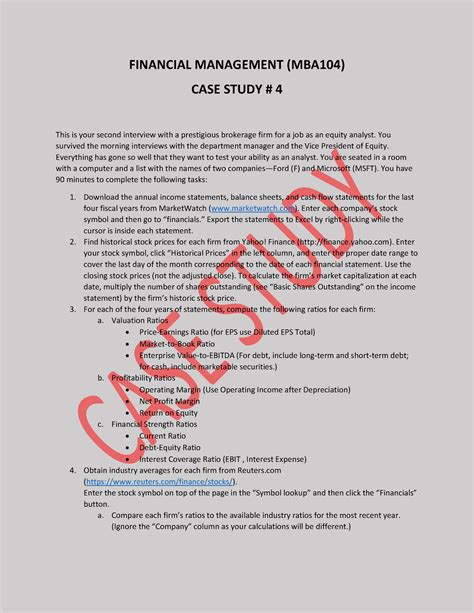 Case Study In Financial Management With Solution