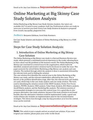 Case Study Solutions Big Skinny