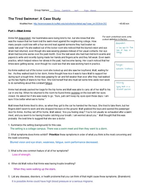 case study the tired swimmer answers