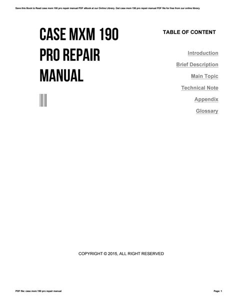 Read Online Case Mxm 190 Pro Repair Manual 