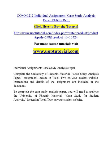 Download Case Study Analysis Paper Comm 215 