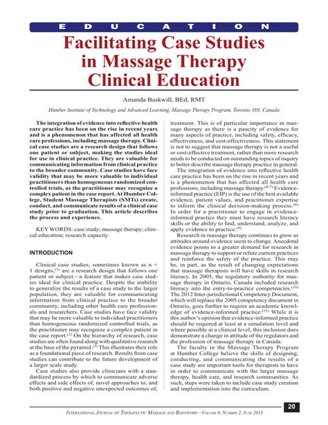 Read Online Case Study Example For Sports Massage 