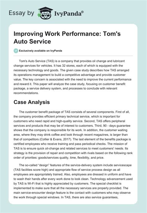 Download Case Study Of Toms Auto Service Pdf 