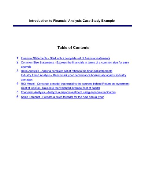 Full Download Case Study On Analysis Of Financial Statements At A 