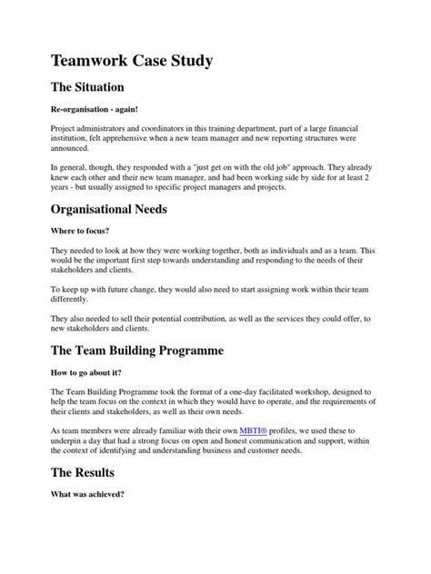 Download Case Study Teamwork Answers 