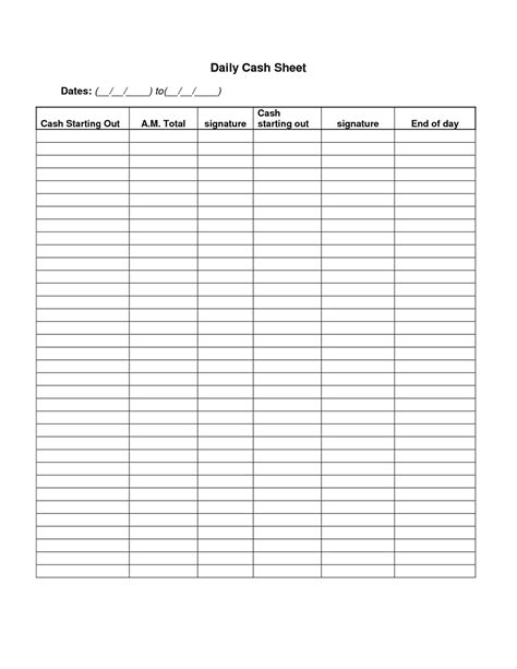 Cash Count Sheet Excel