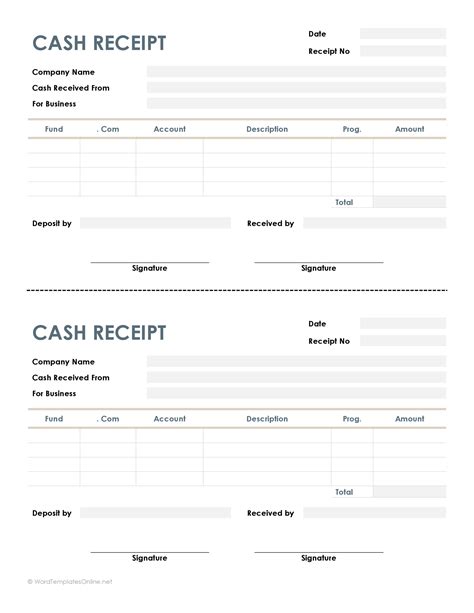 Cash Receipt Format