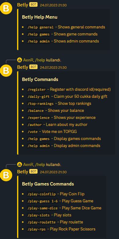 casino bot commands!