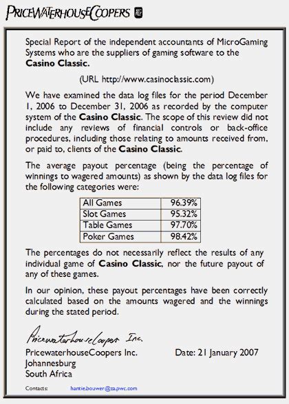 casino classic payout