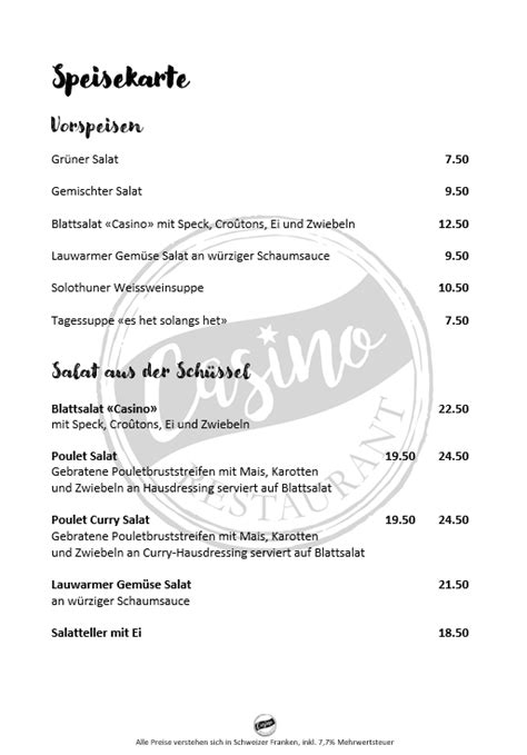 casino speisekarte!