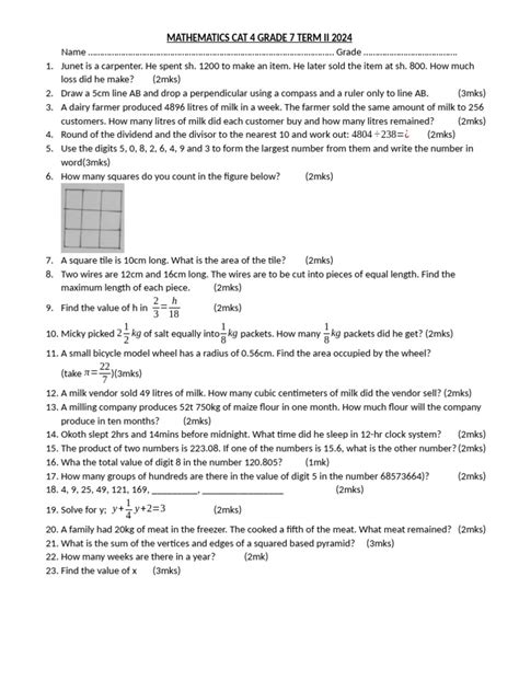 cat 4 for grade 2 practice exam
