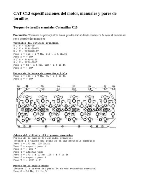 cat c13 bolt torque specs