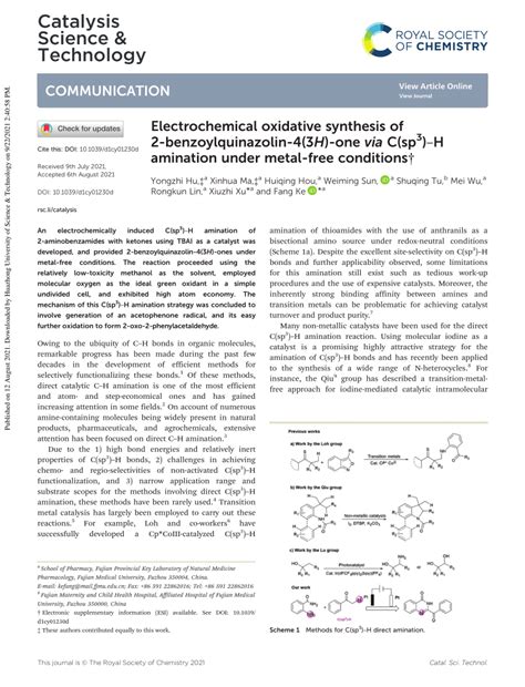 Catalysis Science And Technology